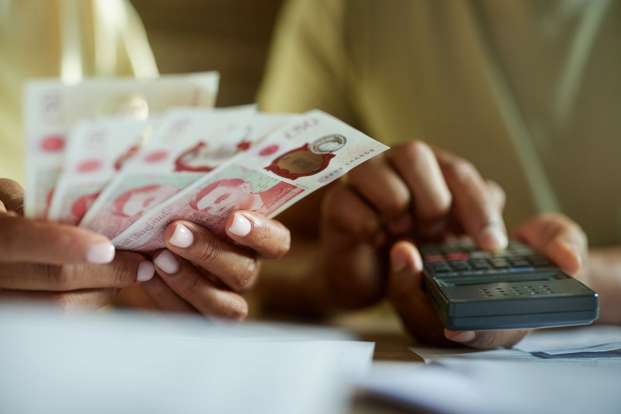 People reviewing finances at a table